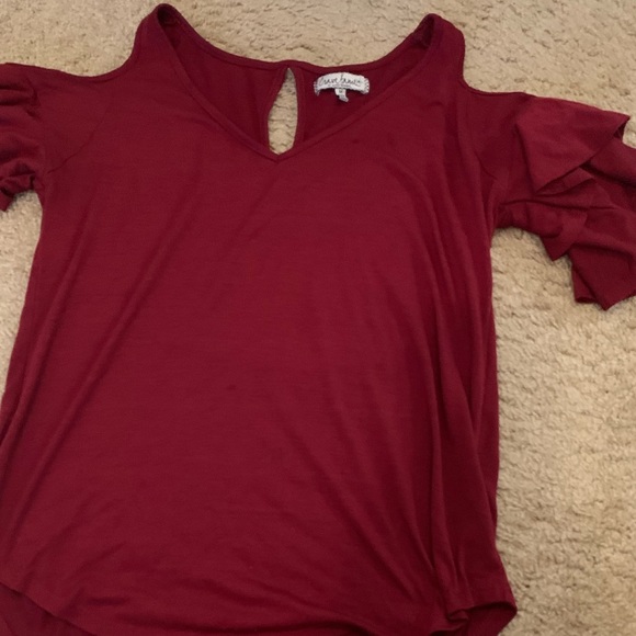 burgundy ruffle shirt